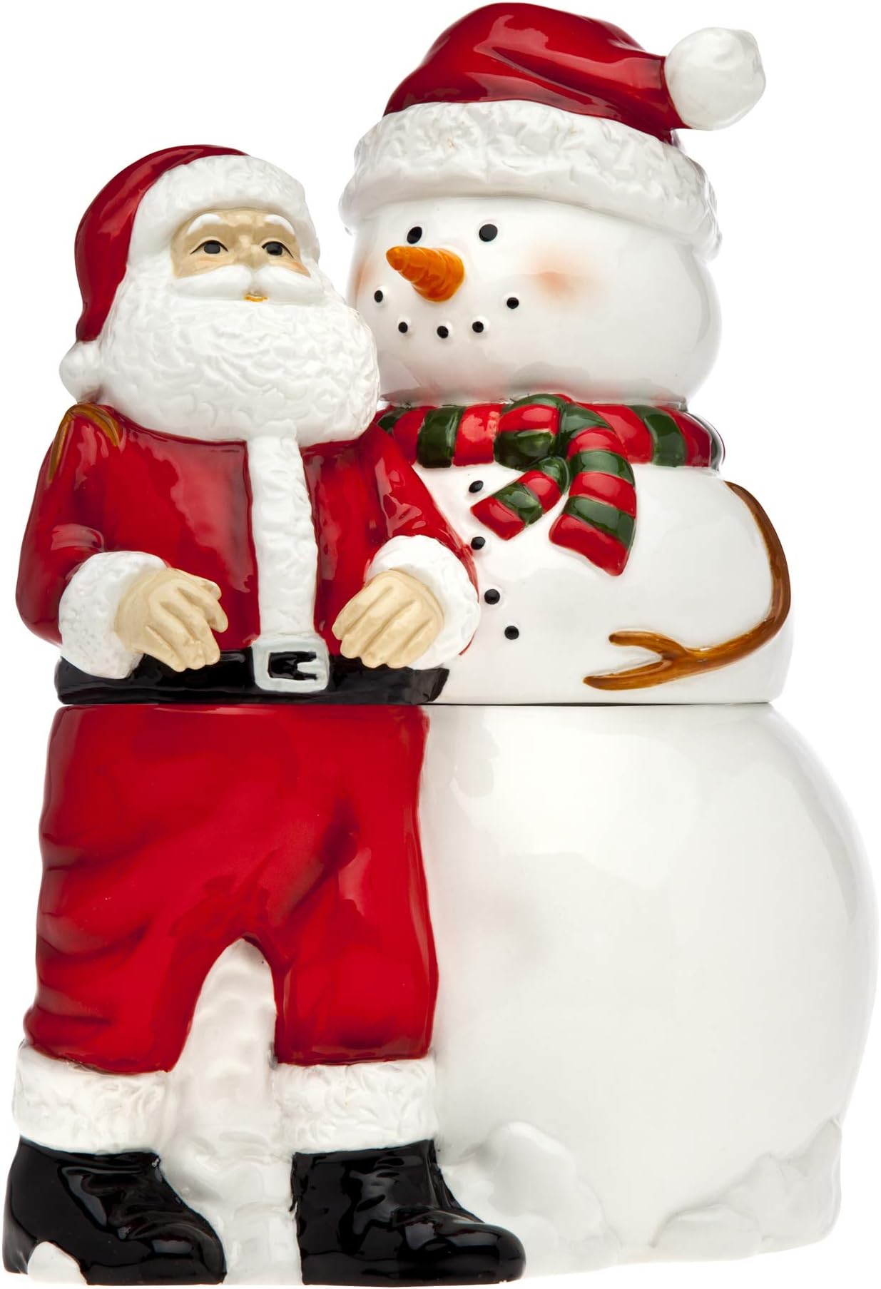 Godinger Silver Art Santa/Snowman Cookie Jar, Red