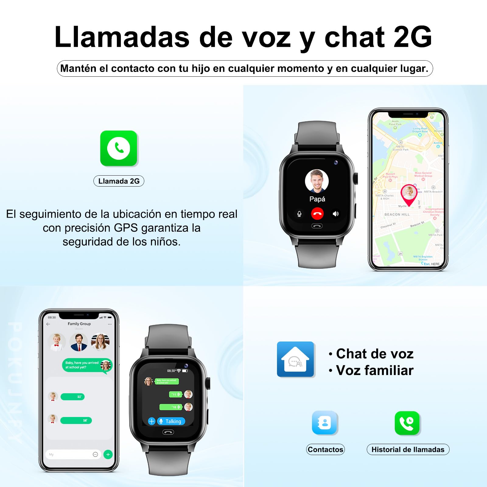 Reloj Inteligente Niño GPS y Llamadas SOS Contactos Chat Reloj