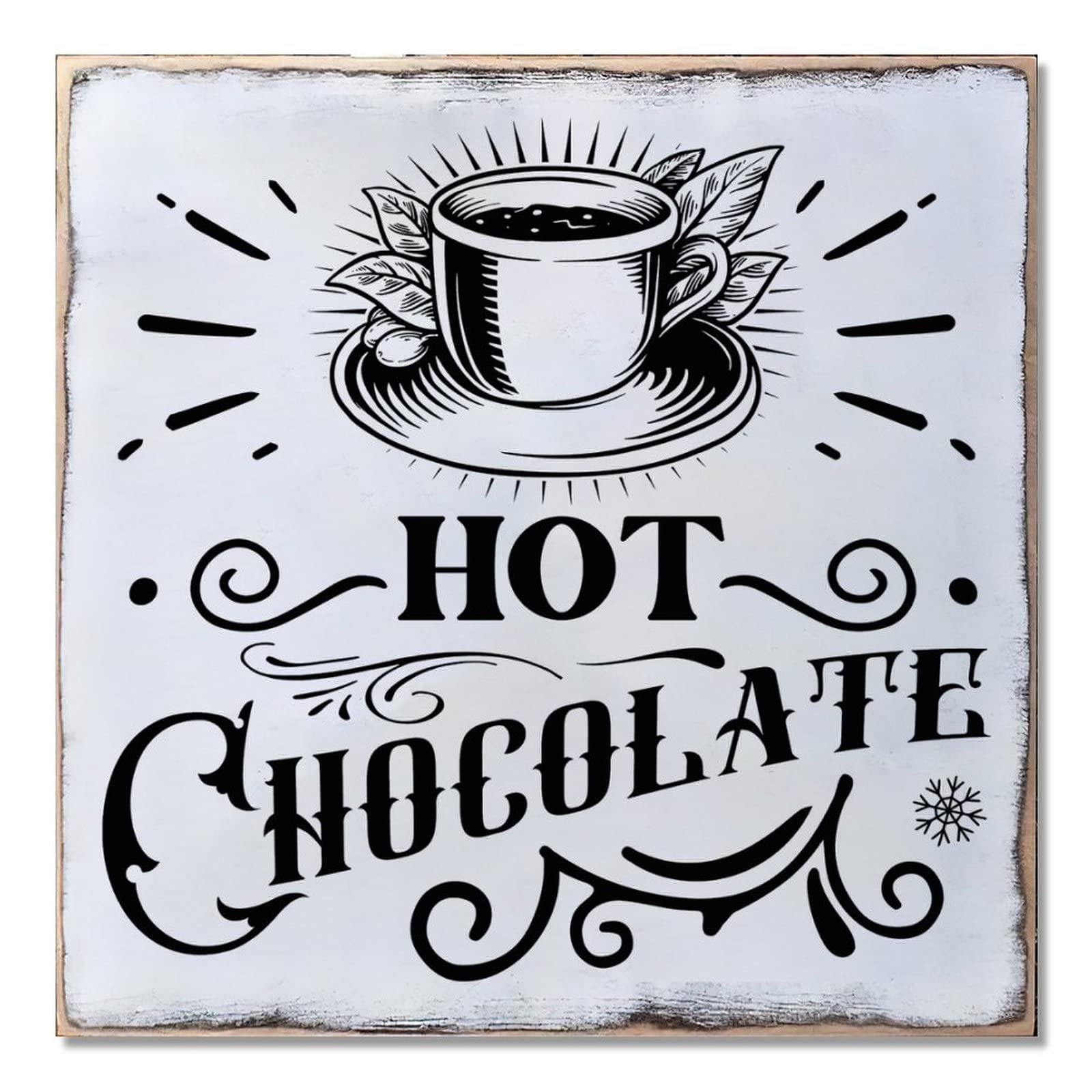 Plaque en bois chocolat chaud, le cadeau idéal pour une décoration de Noël rustique