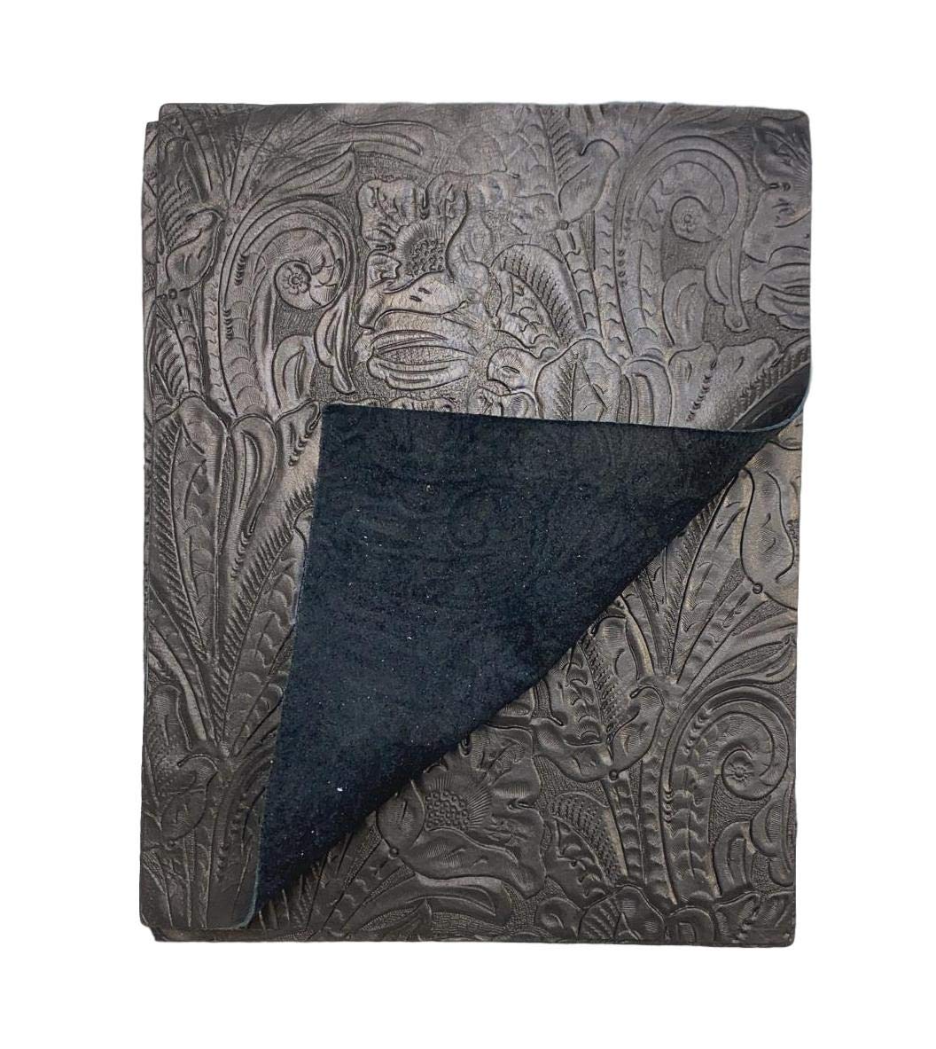Gran piel de vaca con relieve floral, 8,5 x 11 piezas, color negro, 1 pieza