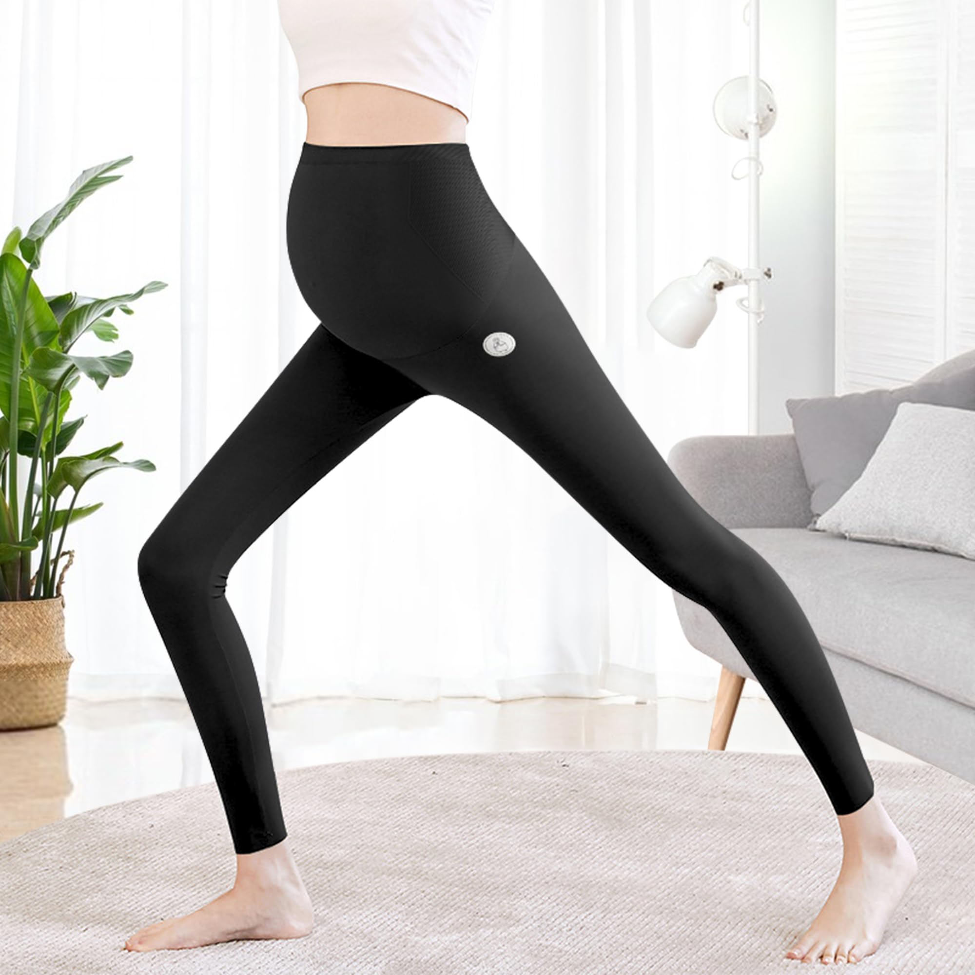 beifon Leggings de Maternidad para Mujer térmicos de Invierno, Leggings térmicos de Cintura Alta, Pantalones de Maternidad con Forro para Mujer