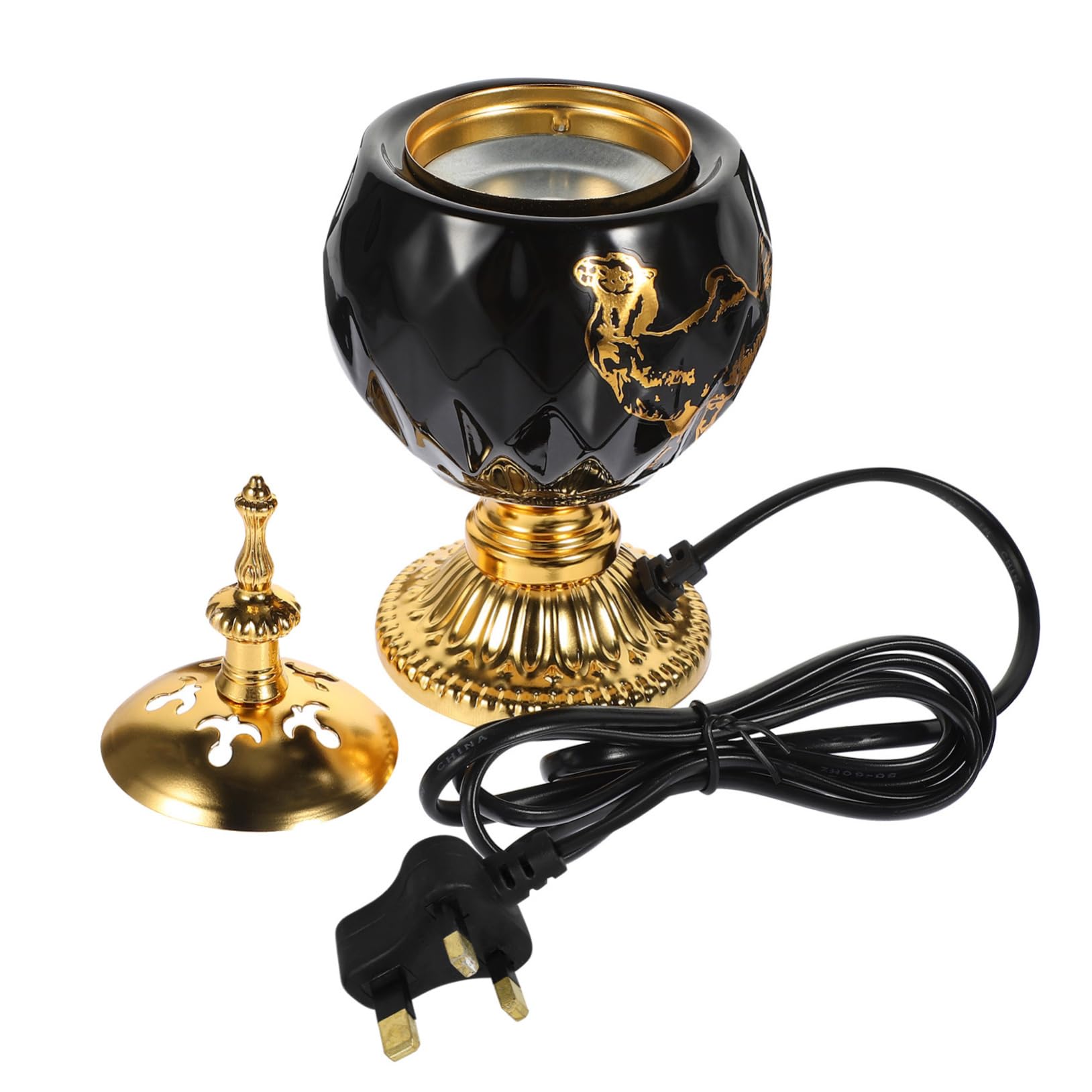 CVUTOVO Electric Incense Burner Vintage Aroma Burner Ceramic Plug-in Incense Stove Arab Table Centerpiece for Home Use Uk Plug