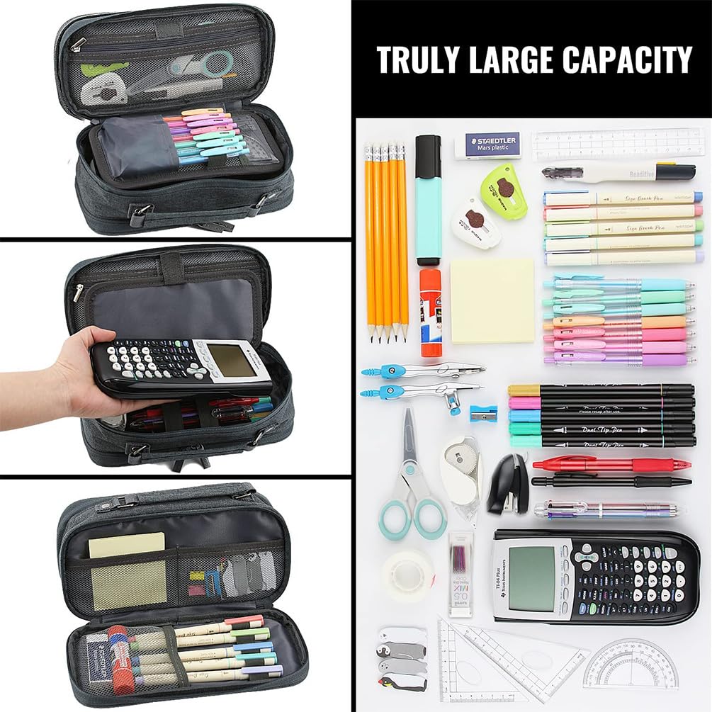YOULIKE Large Capacity Pencil Case, Big Storage Pen Case with Compartments for Office College School - Image 4