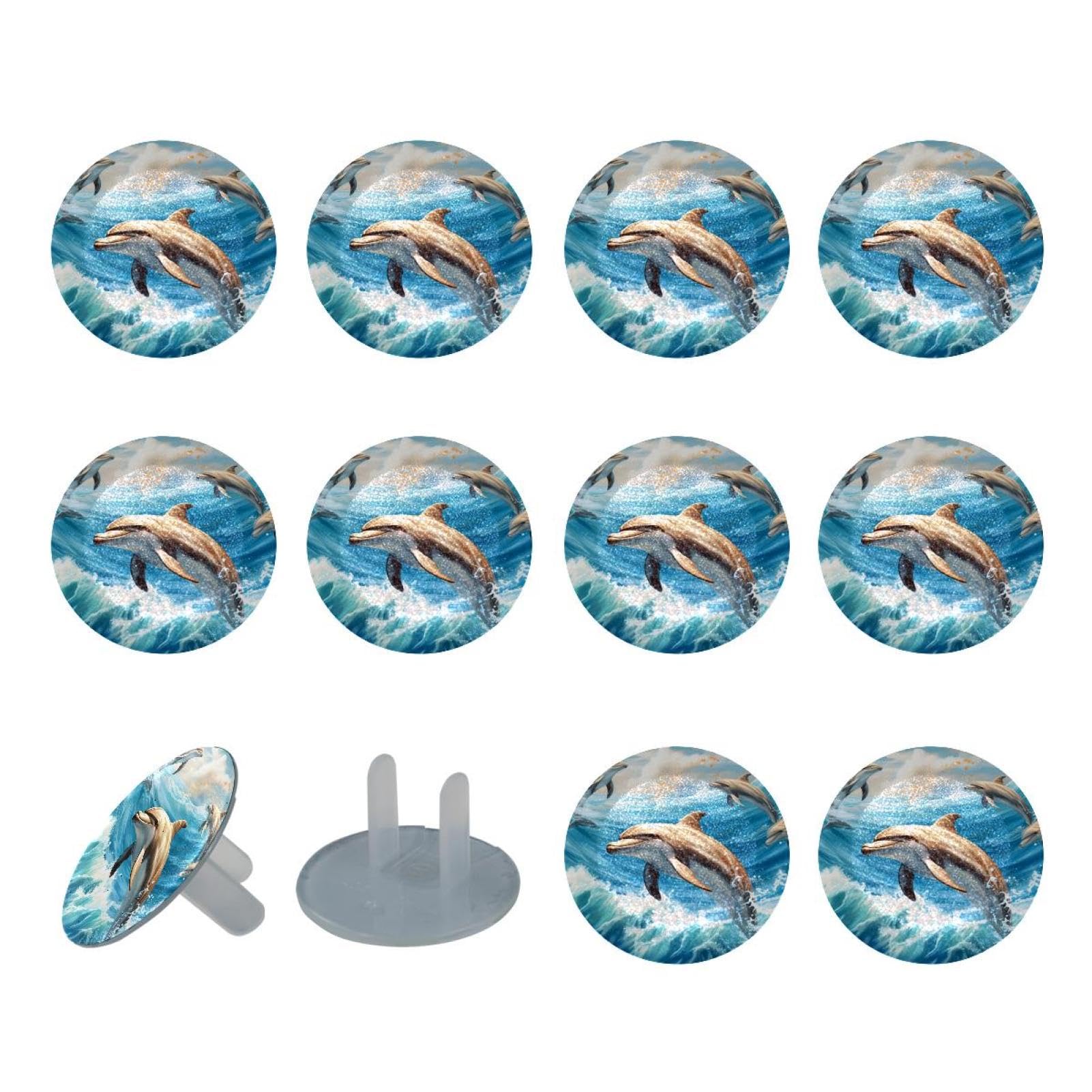 24 Pieces Baby Child Proofing Outlet Covers Dolphin Safety Socket Caps for Electrical Power Wall Plates