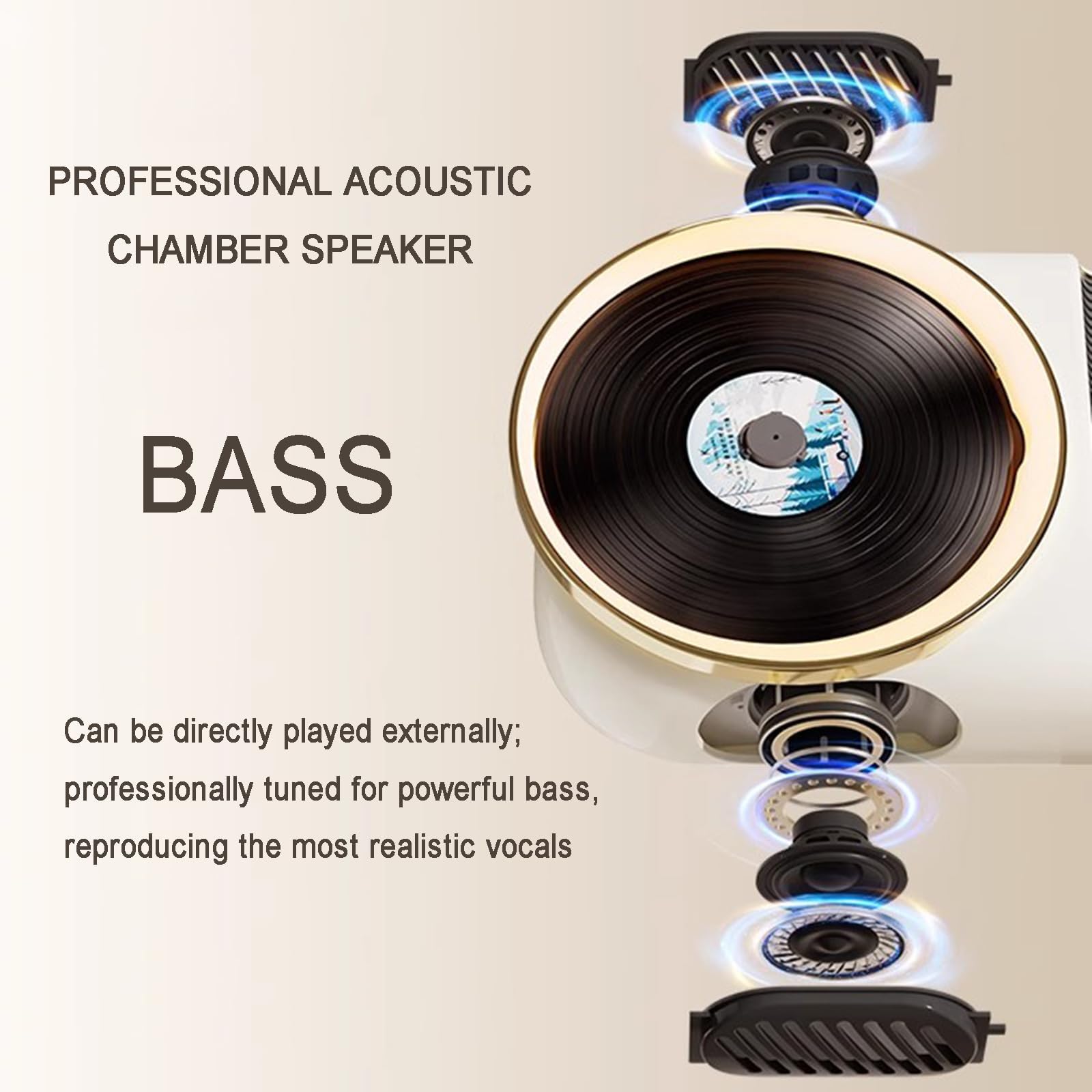 Lettore CD retrò, Lettore CD Portatile con Bluetooth, Luce Ambientale, Effetto Sonoro Stereo a 360°, Supporto Scheda TF, CD、CD-R/CD-RW, per Auto, Casa