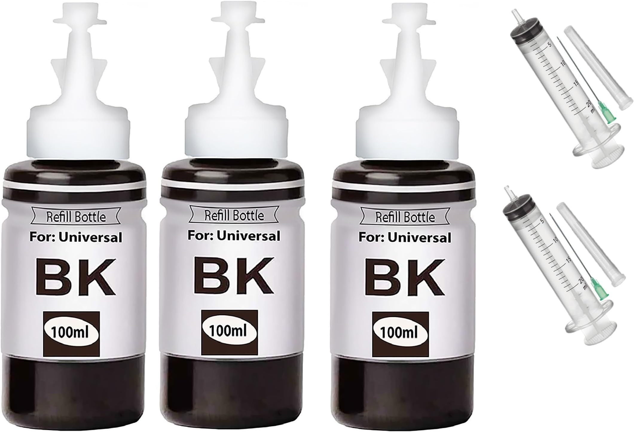 CANOFF Refill Ink for H.p. DeskJet 2723 All in One Wireless Inkjet Printer for H.p. 805 Ink Cartridge 100 ML Each Bottle Multi Color with Syringes (3 Black Refill Ink, 1Sy)