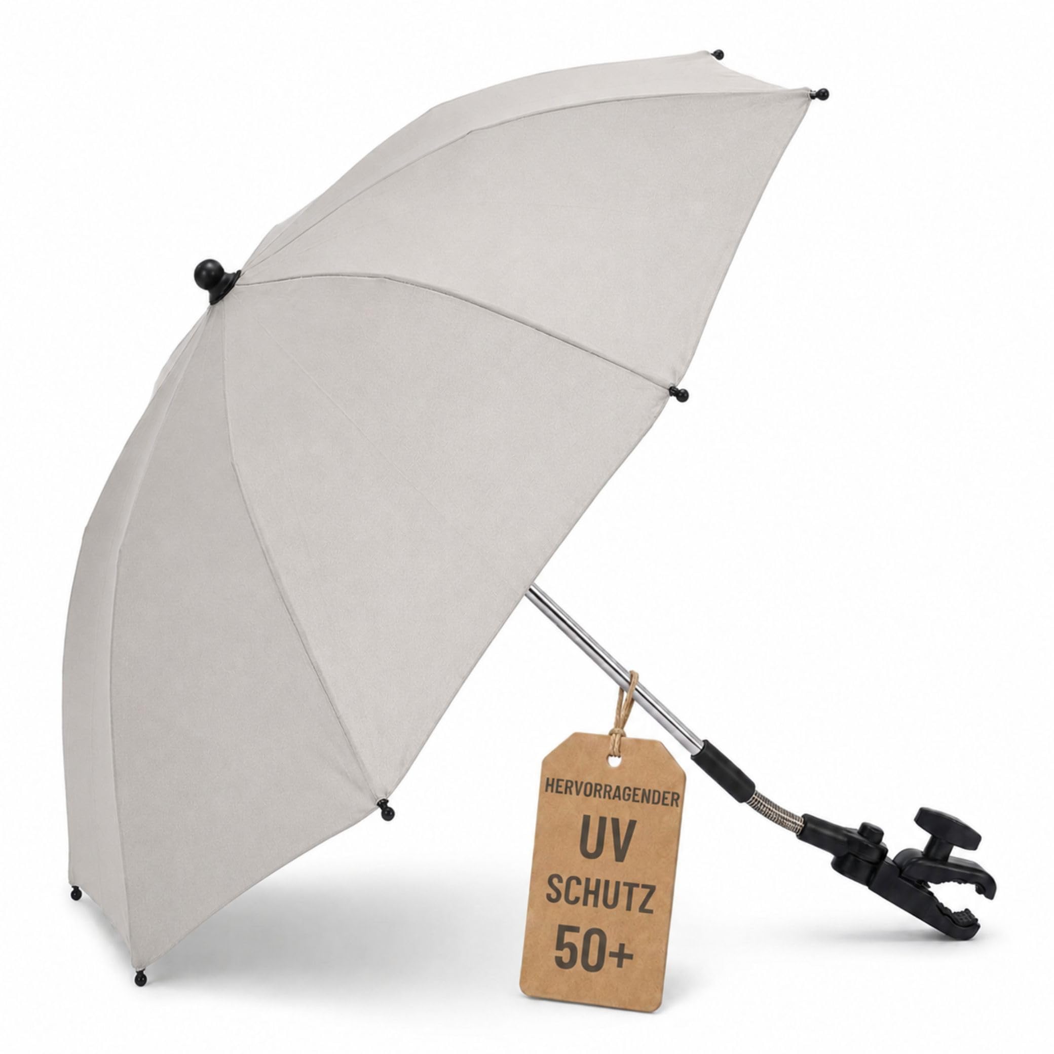 Fillikid Sonnenschirm Kinderwagen Exclusiv | UV-Schutz 50+ | Sonnenschutz Kinderwagen | Universalhalterung für Rund- und Ovalrohre, einstellbar | Leicht zu Reinigen | Kinderwagen Sonnenschirm