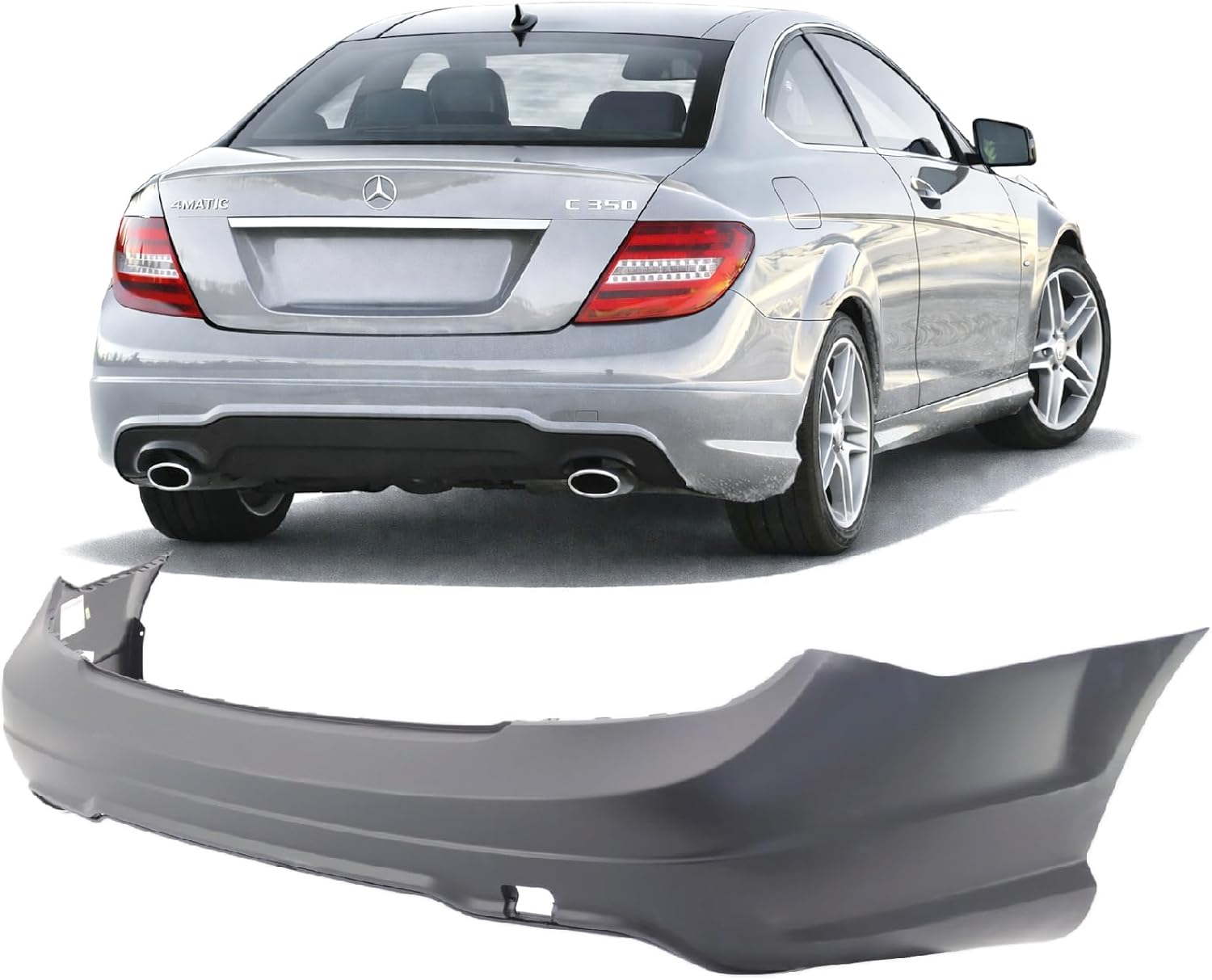 FitParts Compatible With Rear Bumper Cover 2012 2013 2014 2015 Mercedes-Benz C250/C300/C350 Sedan/Coupe 12 13 14 15. New, Primed & Ready for Paint. MB1100287 20488091479999