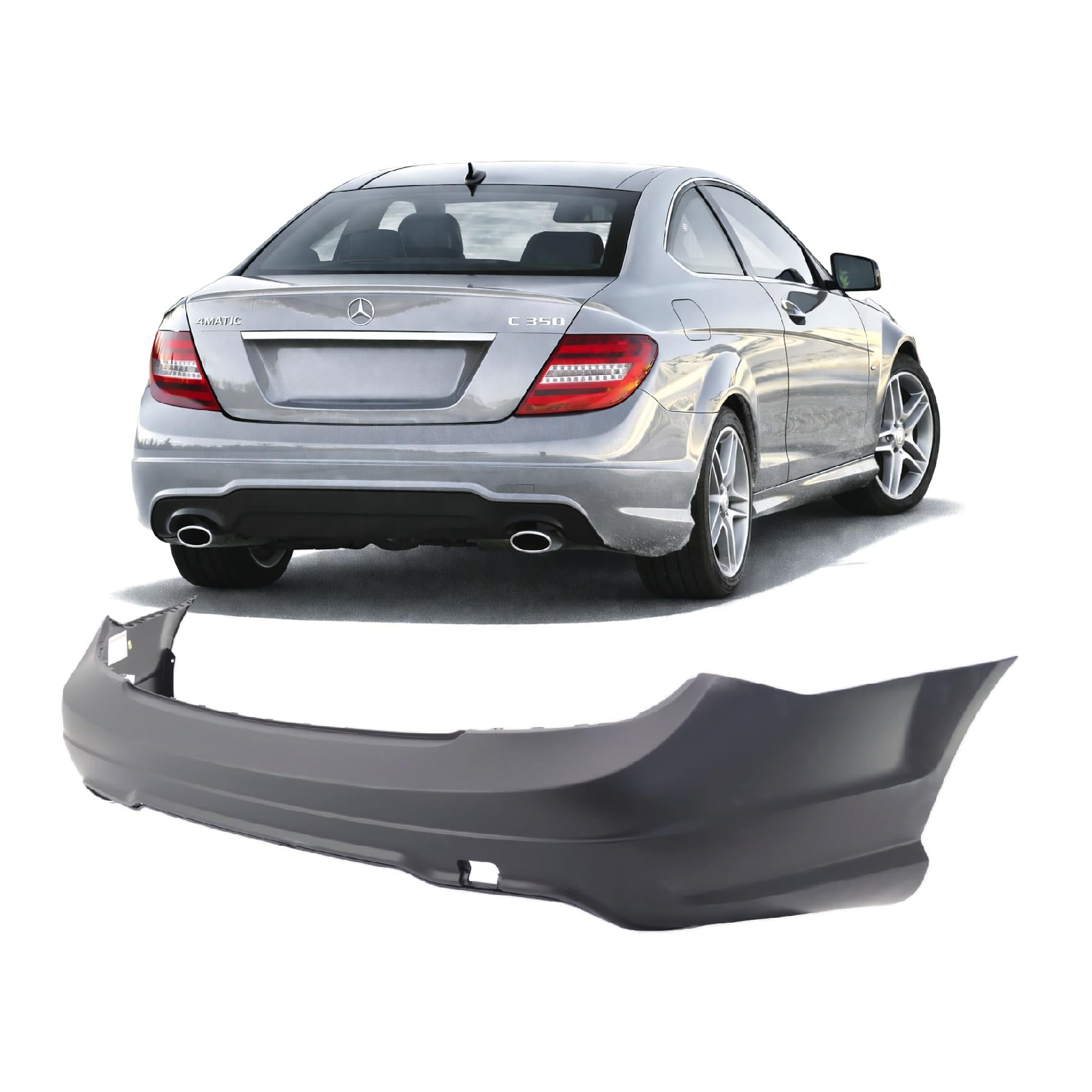 FitParts Compatible With Rear Bumper Cover 2012 2013 2014 2015 Mercedes-Benz C250/C300/C350 Sedan/Coupe 12 13 14 15. New, Primed & Ready for Paint.