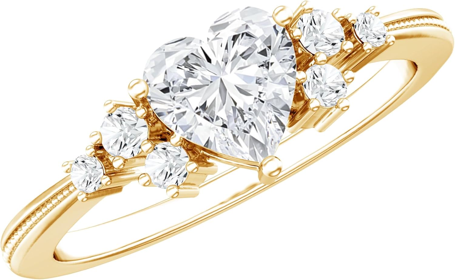 Certified Lab Grown Diamond 6mm Heart Engagement Ring, Ef-Vs Quality, Diamond Designer Ring For Women - With Jewelry Box