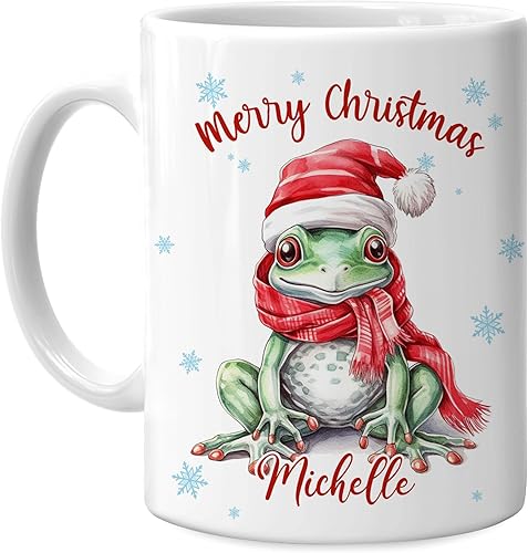 Vista 114 de Hyturtle Regalos personalizados para amantes de las ardillas, con sombrero de Papá Noel, taza de café de cerámica con nombre personalizado, taza