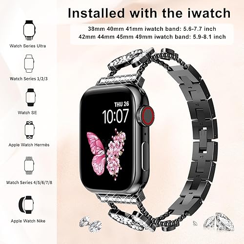 Miniatura 2 de Hallen - Correa para Apple Watch de 1.496, 1.575, 1.614, 1.654, 1.732 pulgadas, 1.772 pulgadas, 1.772 pulgadas, pulsera de joyería de mariposa
