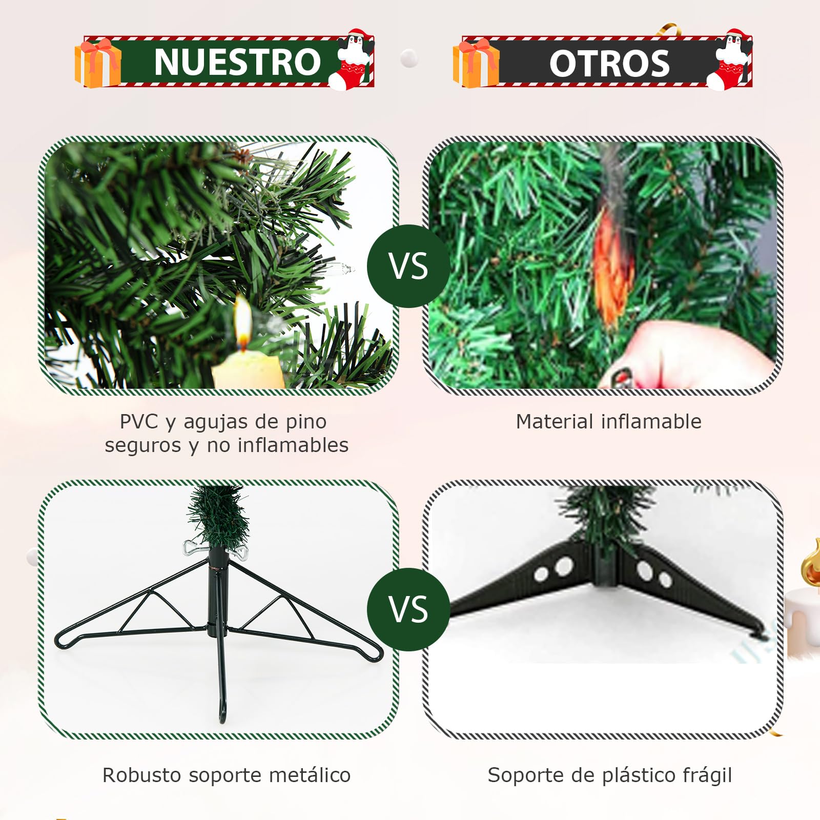 COSTWAY Medio Árbol de Navidad Slim/Estrecho con Luces 210cm, Arboles de Navidad Delgado, 403 Ramas PVC, Arbol de Navidad con Luces Incorporadas 150 Luces LED，Arvore de Natal Casa/Oficina