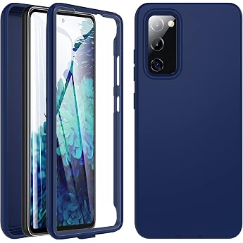 Kuaguozhe Case for Samsung Galaxy S20 FE Mobile Phone Case Samsung S20 FE 360 Degree All-Round Protection Shockproof Case Liquid Silicone Case TPU Robust Bumper Outdoor Cover with Built-in Screen Protector Navy Blue