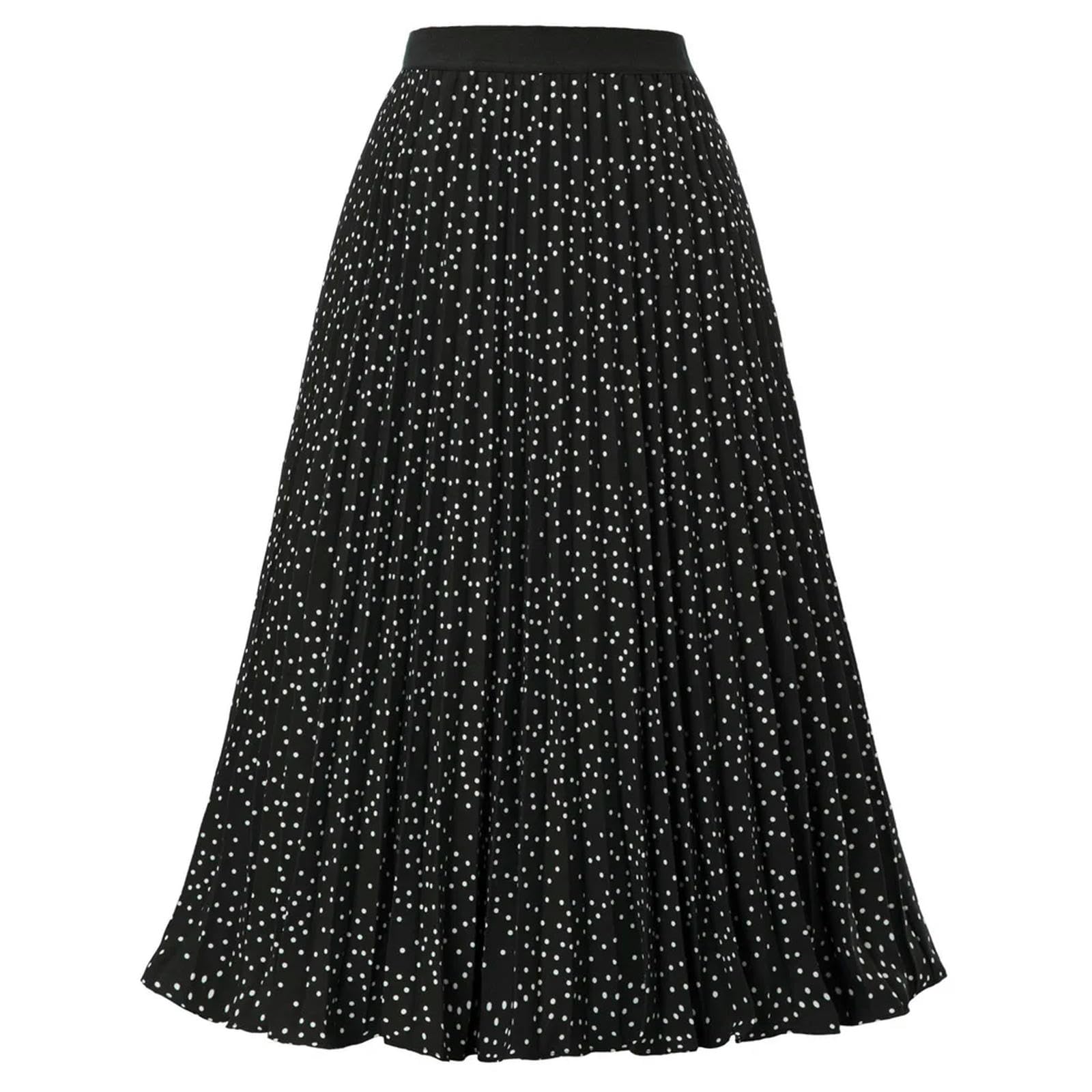 Falda Larga de Mujer para Fiesta de Verano, Elegante, Estilo Skater, Elegante, a la Moda, de Cintura Alta, Plisada, con Vuelo, Falda de Corte A para Mujer, Color Negro, XXL