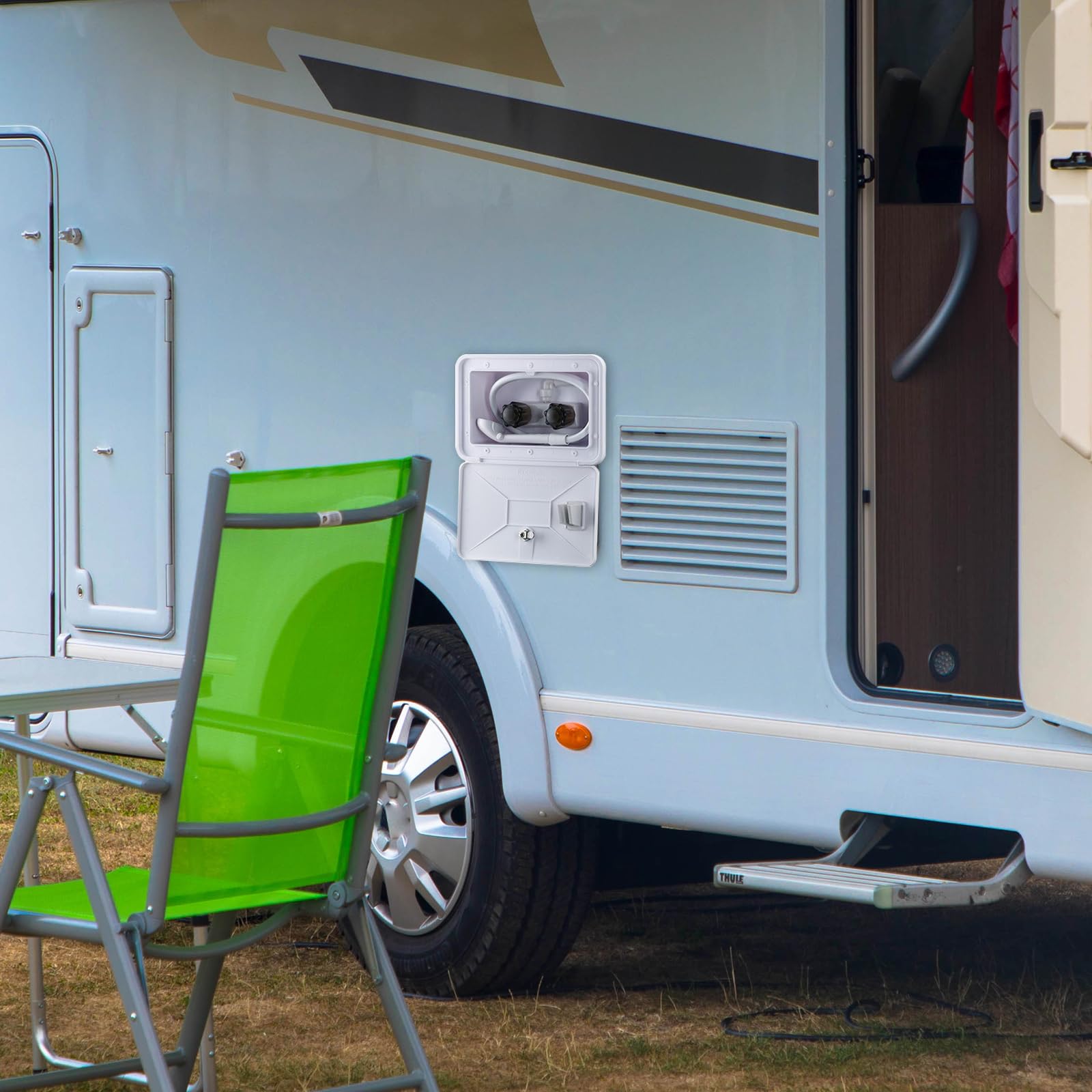 Douche De Camping-Car, Douche De Camping Douche ExtéRieure Kit De BoîTe De Douche ExtéRieure Pour Camping-Car Avec Interrupteur Chaud Froid Et Pomme De Douche Pour Camping-Car Marin Caravane Blanc