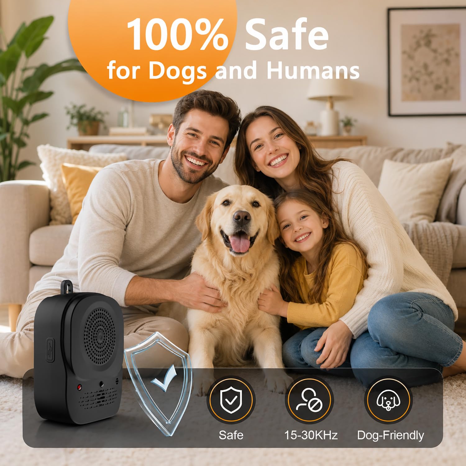 Anti-Aboiement pour Chien, Automatique Boitier Ultrason Anti Aboiement Chien 4 Modes, IP45 Étanche & Rechargeable, Appareil Anti Aboiement pour Petits Moyenne et Grands Chiens, Intérieurs & Extérieurs