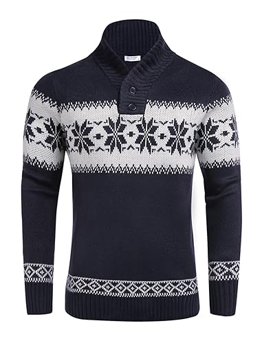 COOFANDY Men's Christmas Sweater Ugly Knitted Xmas Sweaters Casual Snowflake