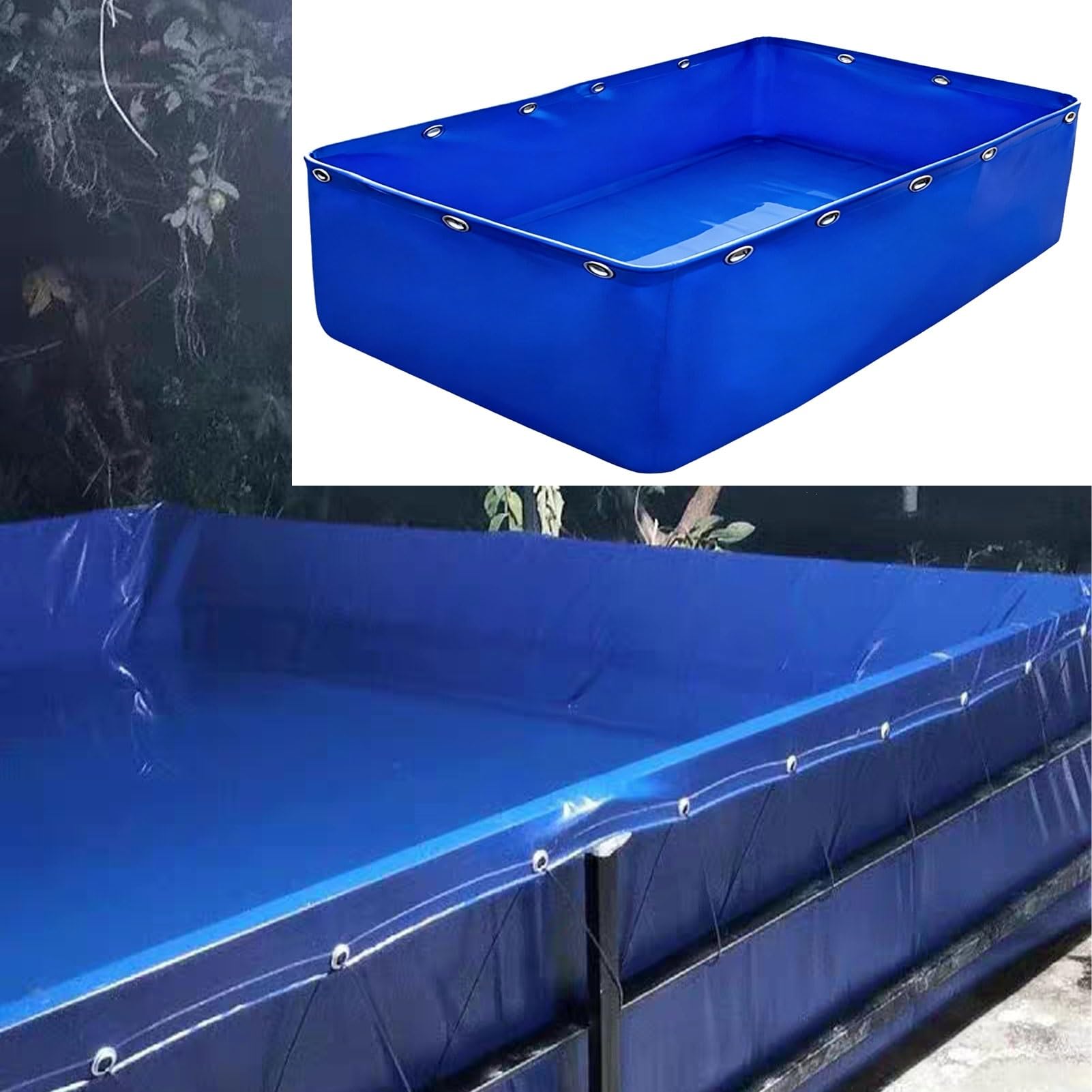 Étang à poissons rectangulaire en toile PVC Luyckfrazy 4x4x1m