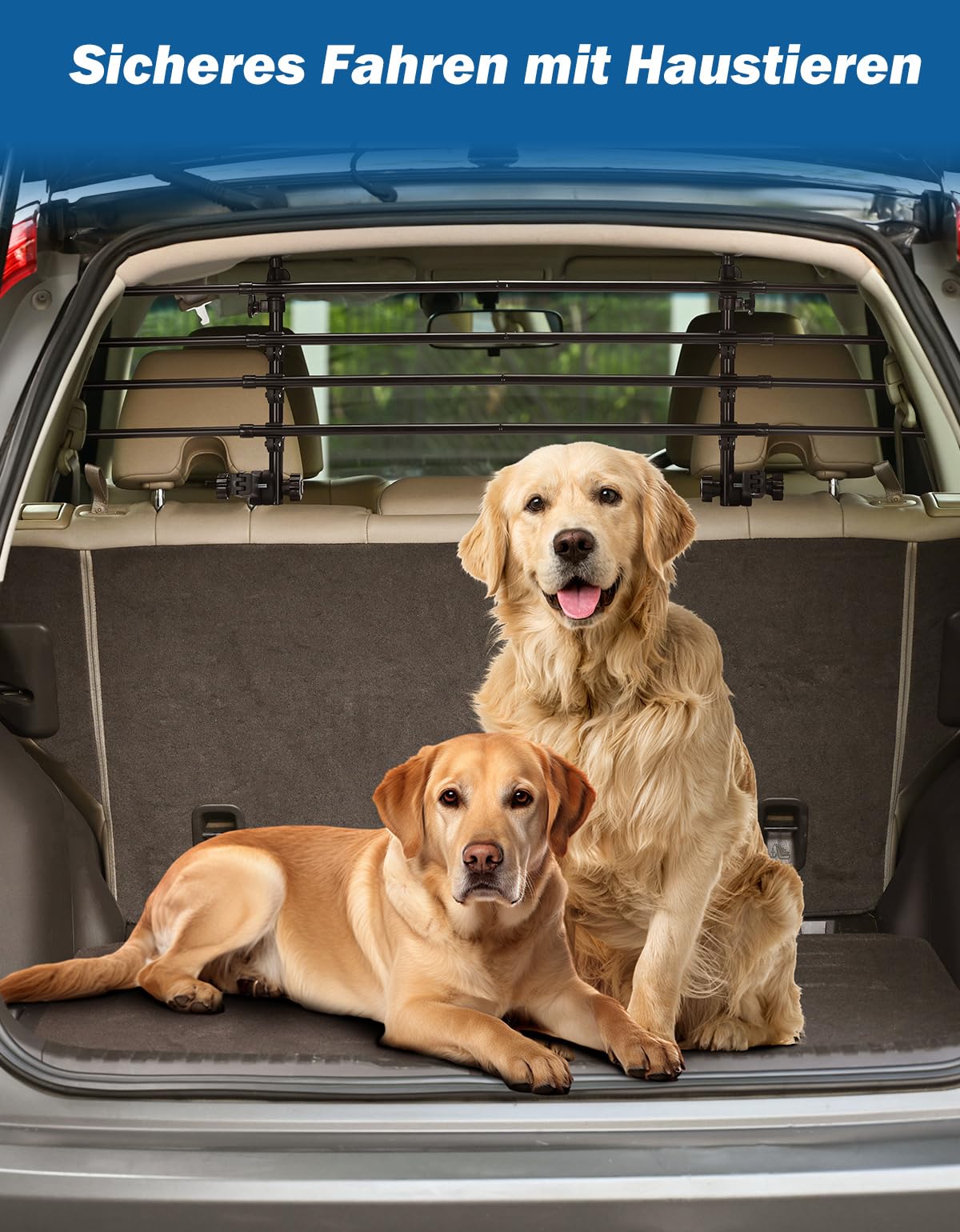 JOYTUTUS Schutzgitter Auto Hundegitter aus Kohlenstoffstahl Hundeschutzgitter Trenngitter Gepäckgitter Universal für Kofferraum 32-46CM * 85-140CM