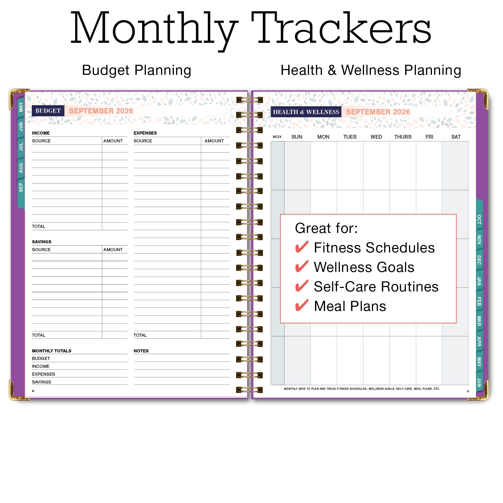 FAMILY PLANNER ORGANIZER – 8.5" x 11" Weekly & Monthly Calendar (May 2026-Jun 2026). 5+ People, Meal Planning, Budgeting, Habit Tracker – Hardcover, Household Schedule Organizer for Parents, Kids, & Caregivers (Rainbow Floral)