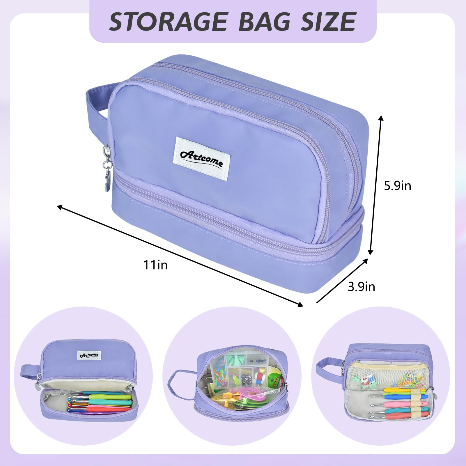 Artcome Kit de ganchillo de 124 piezas para adultos y niños, 14 tamaños, ganchos ergonómicos de ganchillo con un agarre cómodo para principiantes y ganchillos experimentados, ideal para crear hermosos