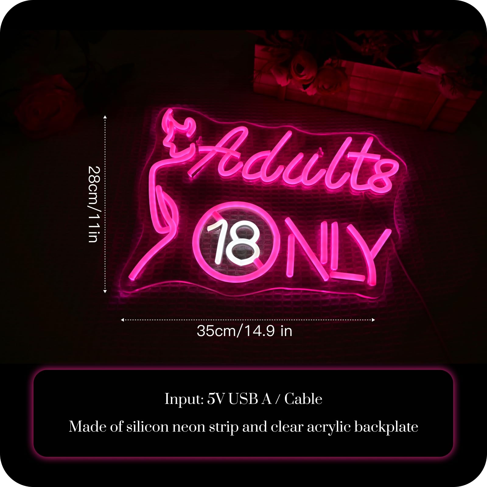 Wanxing Beauty Neon Sign, LED Sign Lettering Sign Dimmable Commercial, Neon Sign USB 5V/2A - Image 4