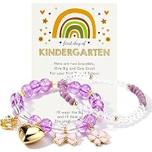 Todenb First Day of School Bracelet,First Day of Kindergarten Bracelets for Mom and Daughter,Adjustable Stretch Beaded Back to School Heart Kindergarten Bracelets Back to Schools Jewelry Gift