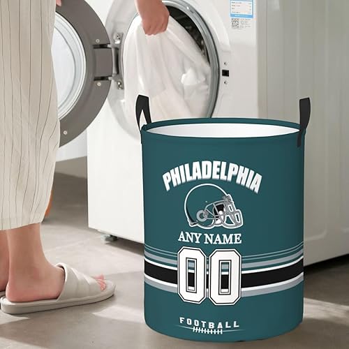 Miniatura 6 de Cesta de lavandería Filadelfia, cesta de lavandería personalizada estilo fútbol, cesta de almacenamiento plegable con nombre y número personalizado