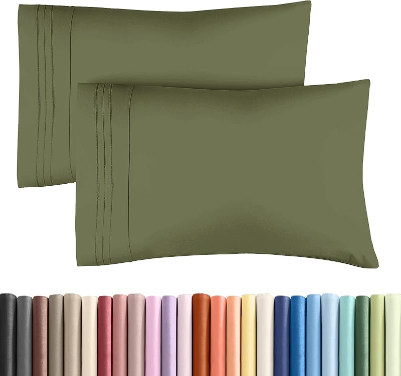 Juego de 2 fundas de almohada Queen - Fundas de almohada ultra suaves - Verde salvia | Calidad de hotel, ropa de cama cómoda para mujeres, hombres, niños y adolescentes, protectores de almohada lavables a máquina, juego de 2 piezas, tamaño Queen