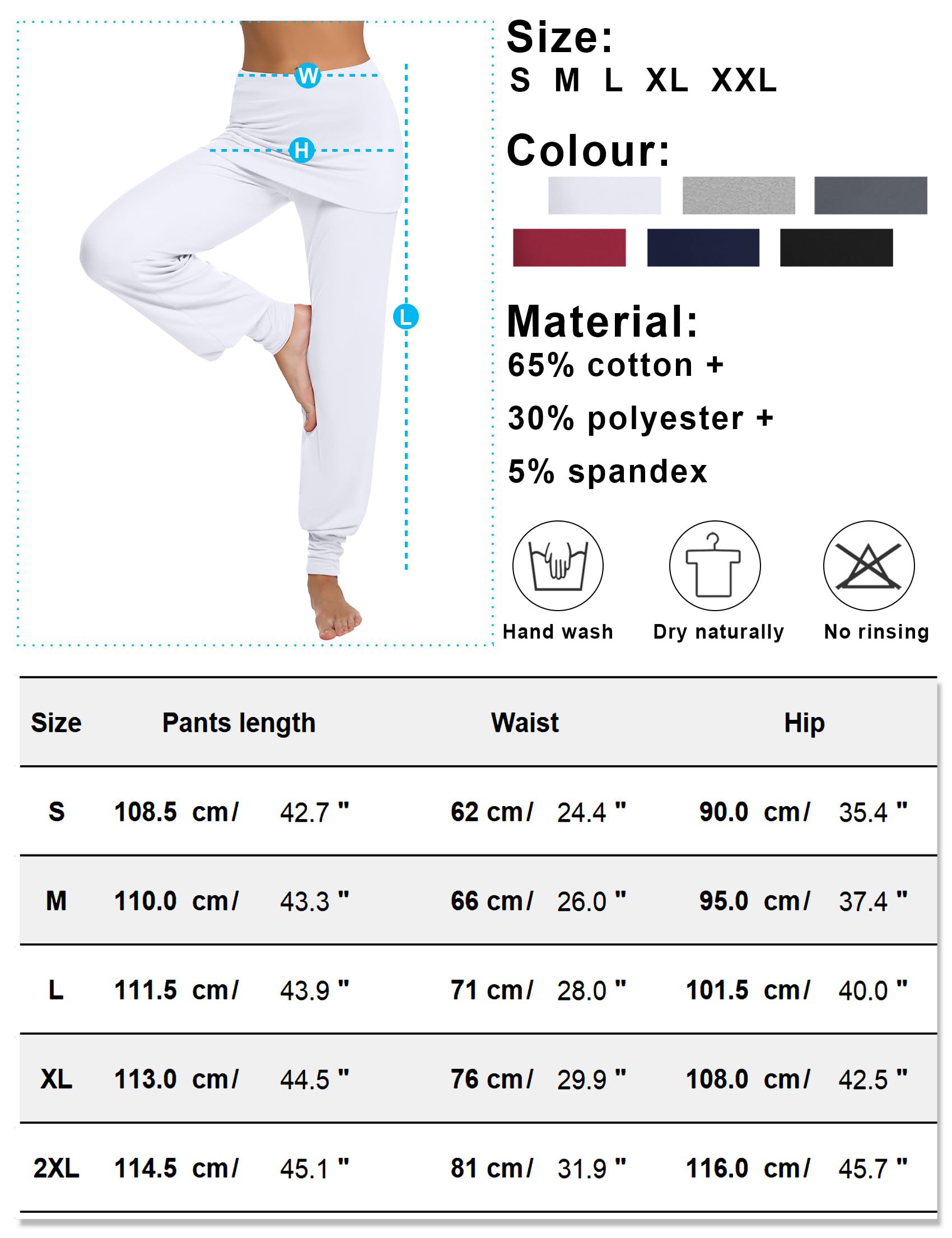 Terecey Pantalones Bombachos Mujer Cintura Alta Pantalones Hippies Mujer con Falda Pantalones Deportivos Mujer para Yoga, Pilates y Estiramientos