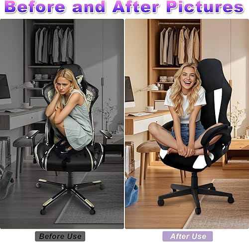 Miniatura 5 de Fundas de silla de juego solamente, funda de asiento de malla elástica suave gruesa transpirable resistente a los arañazos con 2 piezas de fundas