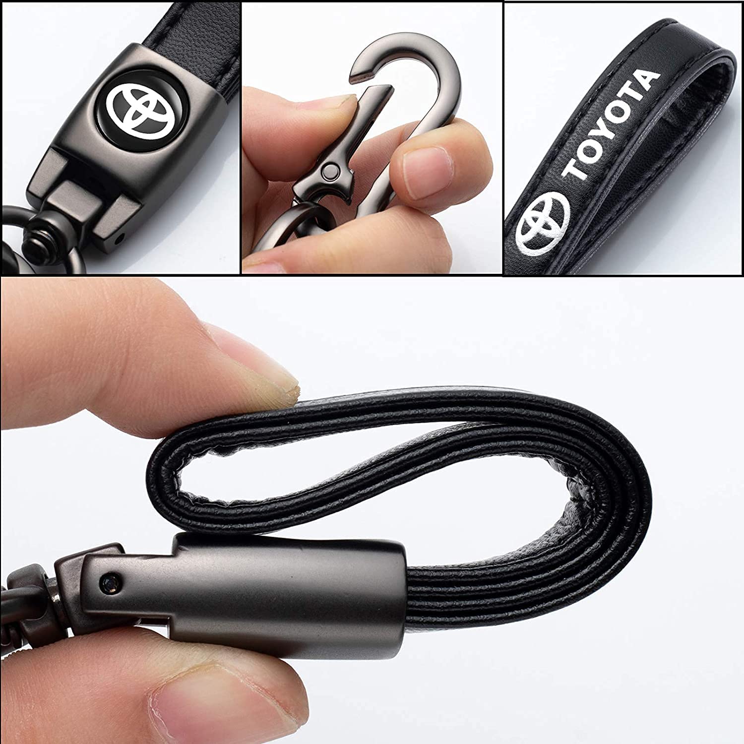NonoB Leather Car Keychain, Metal Car Key Ring for 1 - 2