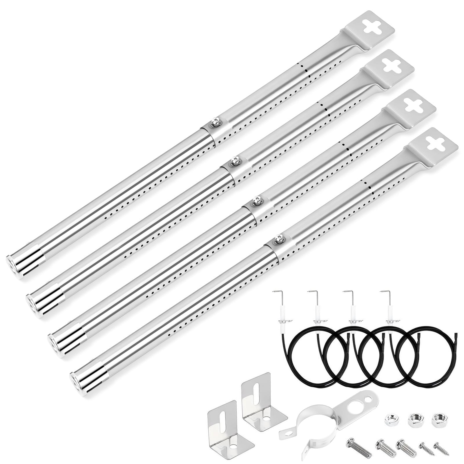 GRISUN Tubo quemador de parrilla ajustable de 30,5 a 44,5 cm para Charbroil, Outback, CosmoGrill, Napoleon, Uniflame, piezas de repuesto universales (paquete de 4)