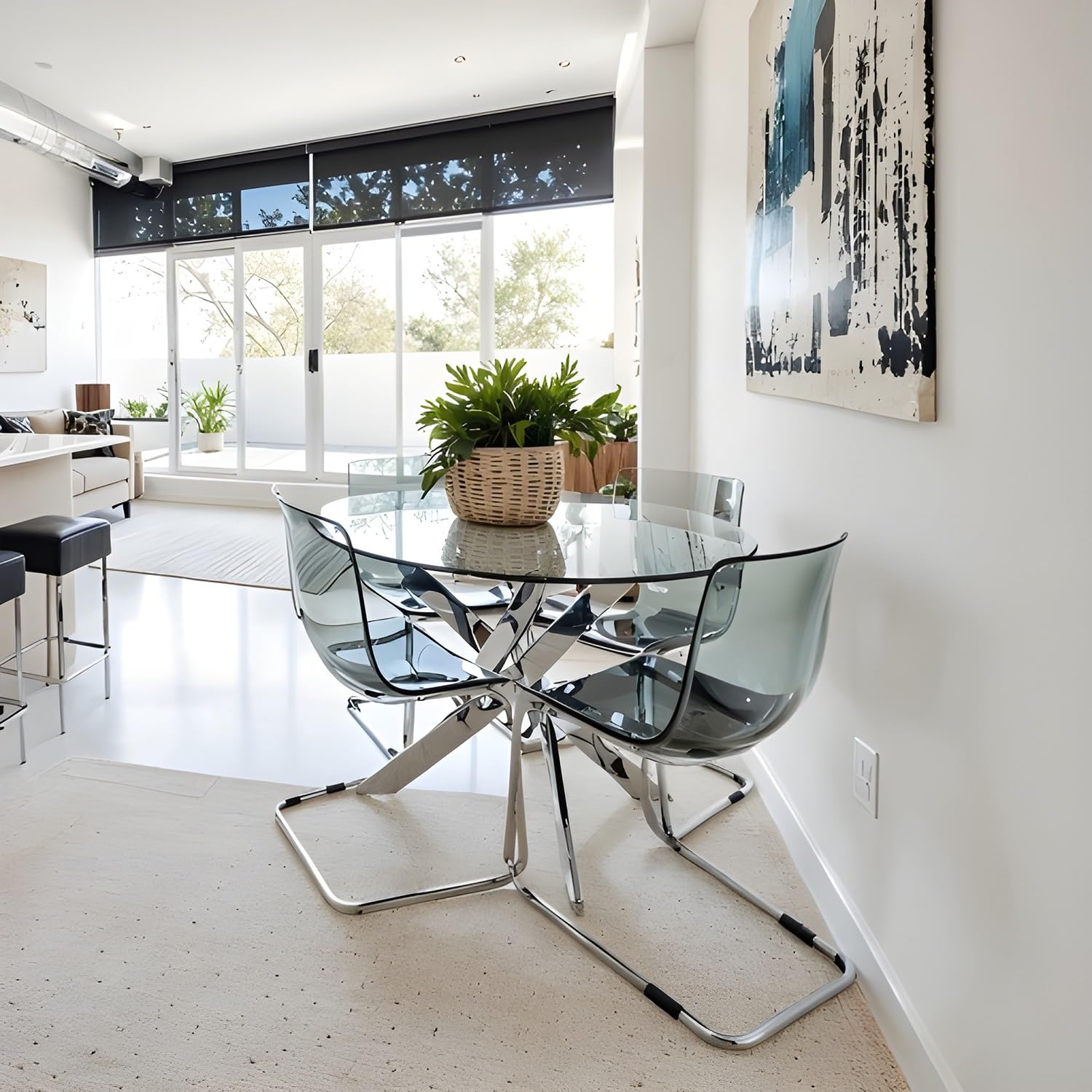 Mesa redonda de vidrio templado – Superficie protectora transparente pulida para comedor, patio y mesas decorativas – 22 pulgadas (550 mm) y elegante decoración del hogar