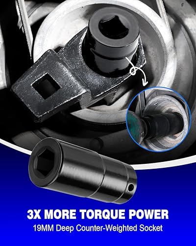 Vista 6 de BETOOLL Juego de llaves de sujeción de llave de manivela de 0.748 in y llave de cigüeñal de 1.969 in compatible con motores Honda y Acura