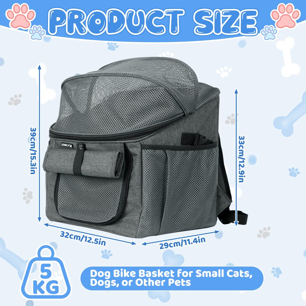 Cesta Bicicleta Delantera para Perro, NAVESO 2 en 1 Cesta Bici con Adaptador para Manillar, Multiusos Plegable Canasta de Bicicleta de hasta 5 kg para Mascotas Pequeñas y Medianas