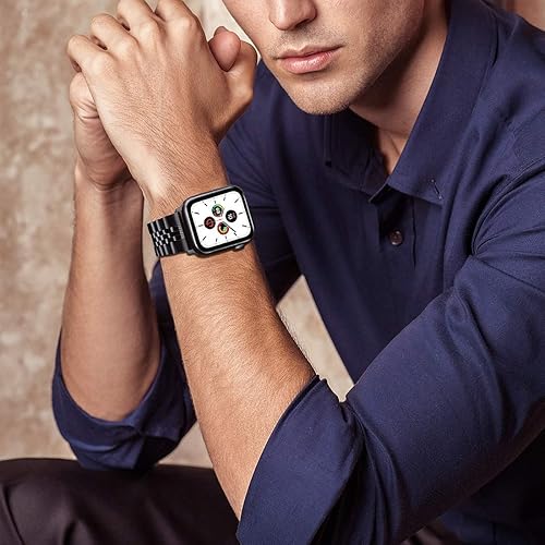 Miniatura 5 de Wolait - Correa pesada de acero inoxidable con cierre plegable de mariposa para iWatch Series 76SESeries 543 compatible con Apple Watch Band de 1.77