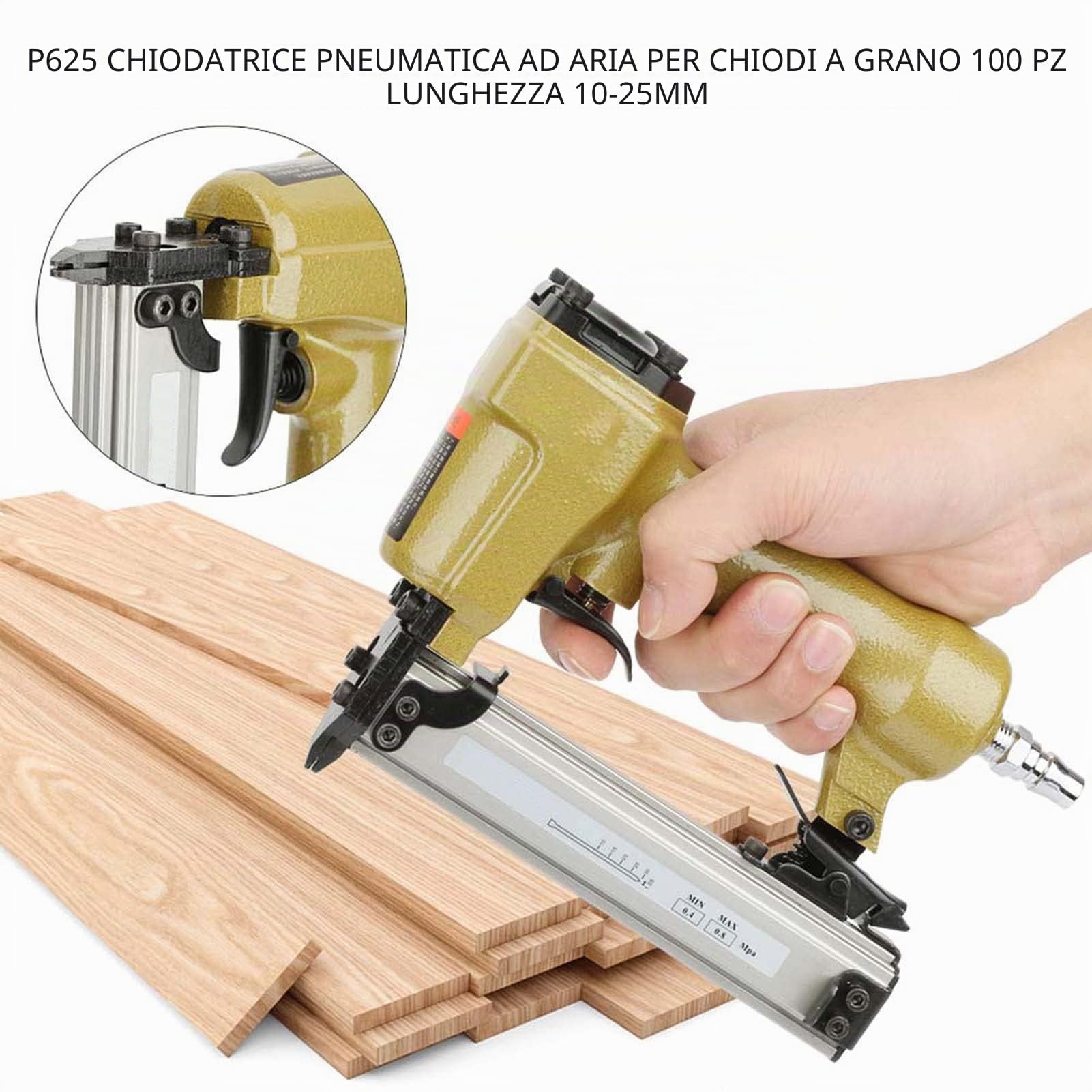 P625-1 Cucitrice Pneumatica per Chiodatrice Ad Aria Compressa per Falegnameria, Combinazione di Armadi, Porte e Finestre, Durevole, Lunga Durata, Forte Ritorno D'aria