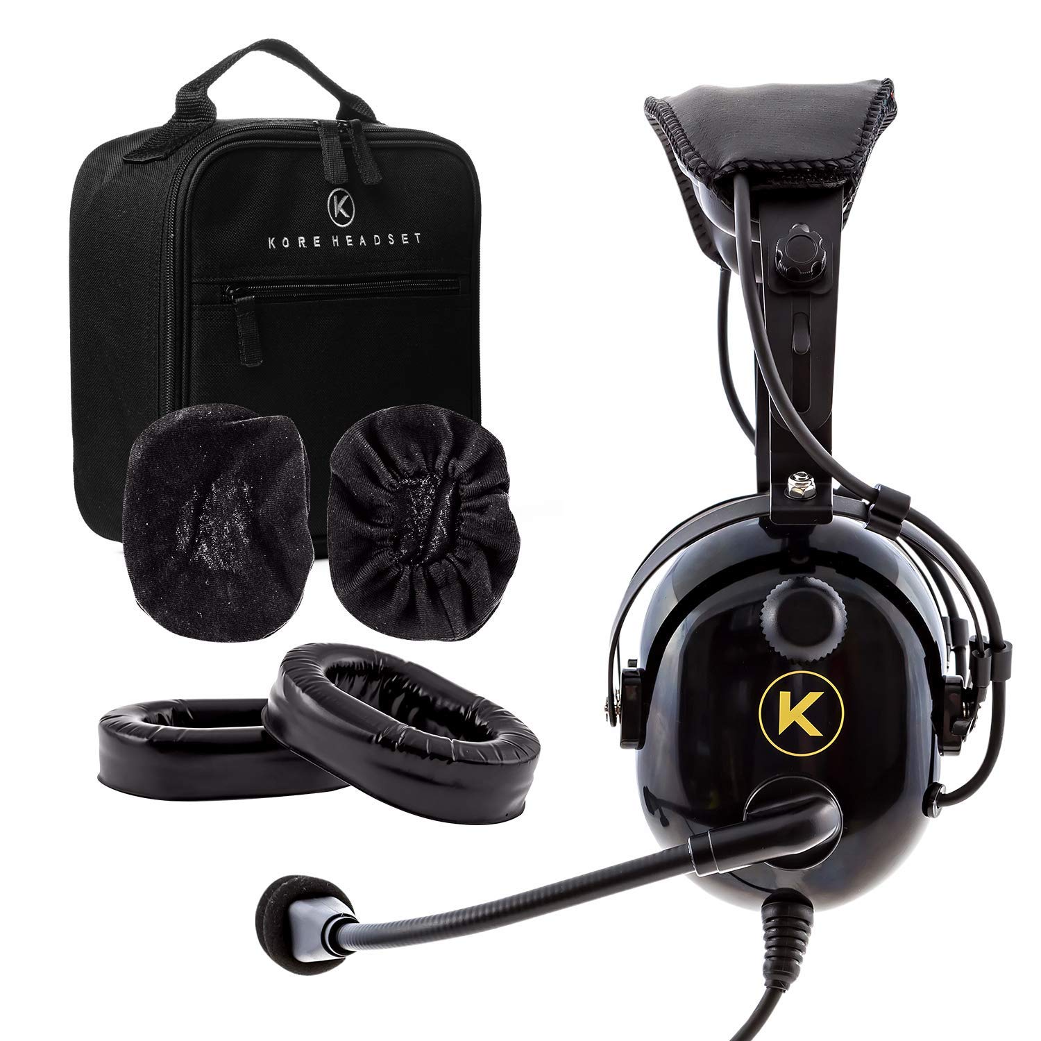 KORE AVIATION KA-1 General Aviation Headset for Pilots with 100% Cotton, Washable, Double Knit, Cloth Ear Cover and Silicone Gel Ear Seals Ear Pads Replacements for Aviation Headset