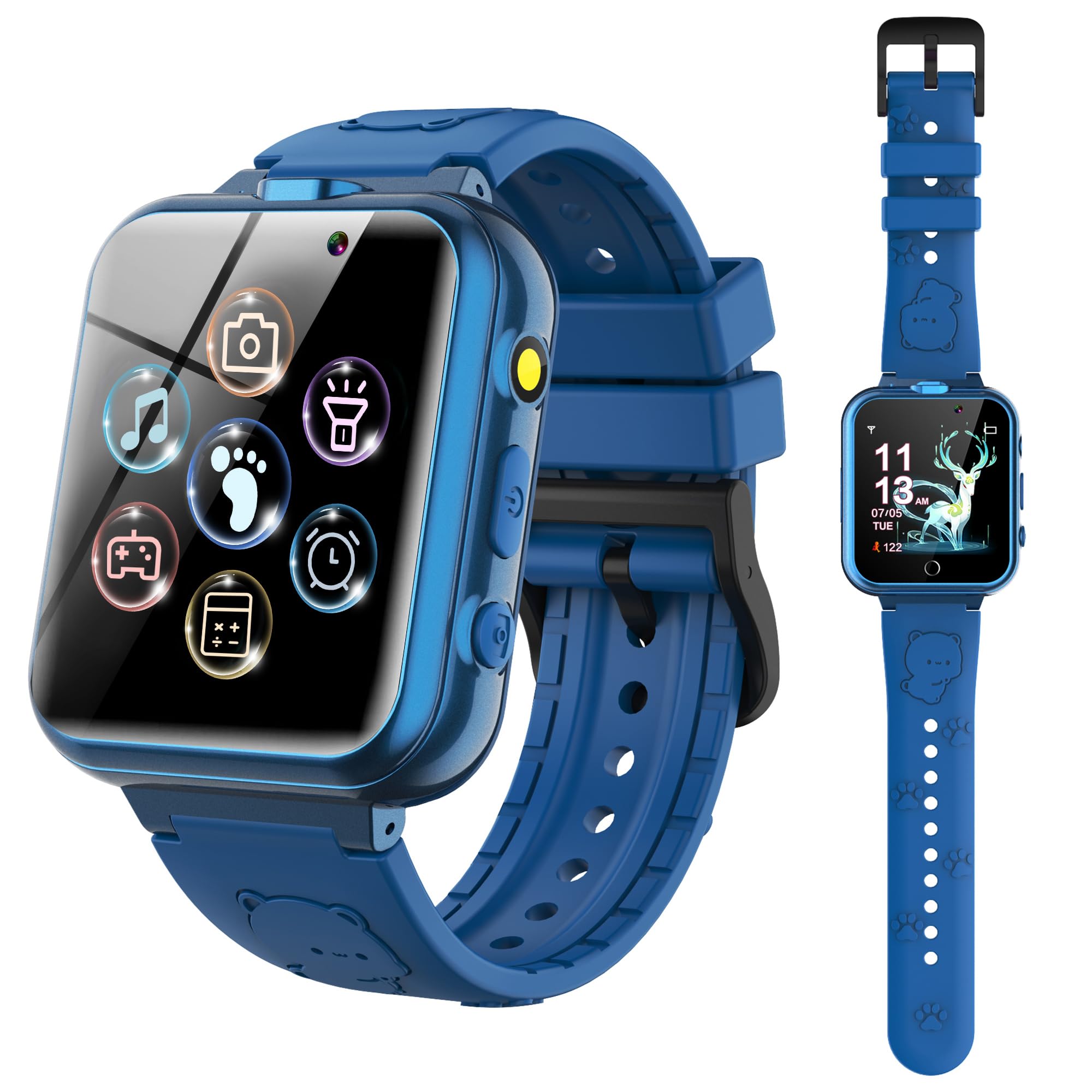24 Juegos Reloj Inteligente Niño, Reloj Juegos Niños Niñas con Linterna, Podómetro, Dual Cámara, Despertador, MP3 Música, Calculadora, Reloj Inteligente Niño Niña de 4 a 12 Años Regalo de Cumpleaños