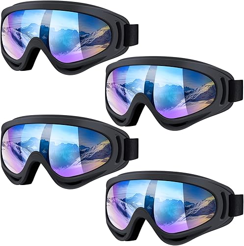 Vatefery 4-Pack Ski Goggles Snow Goggles for Men Women Kids Youth Adults Boys Girls,UV Protection Anti-Fog Snowboard Goggles