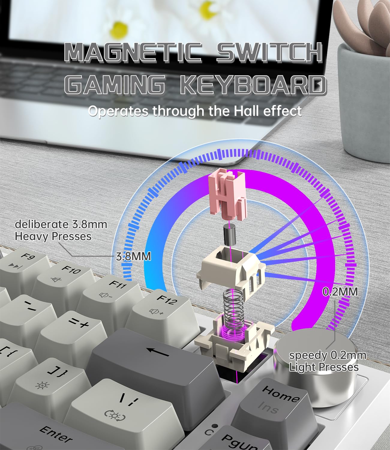 LexonElec x ATTACK SHARK K85 Tastiera Meccanica Rapid Trigger, Switch Magnetico da Gioco, Cloud Driver, Backlit RGB LIGHTSYNC, 75% Tastiera QWERTY TKL Gasket Cablata con Manopola per Win/Mac-Grigio