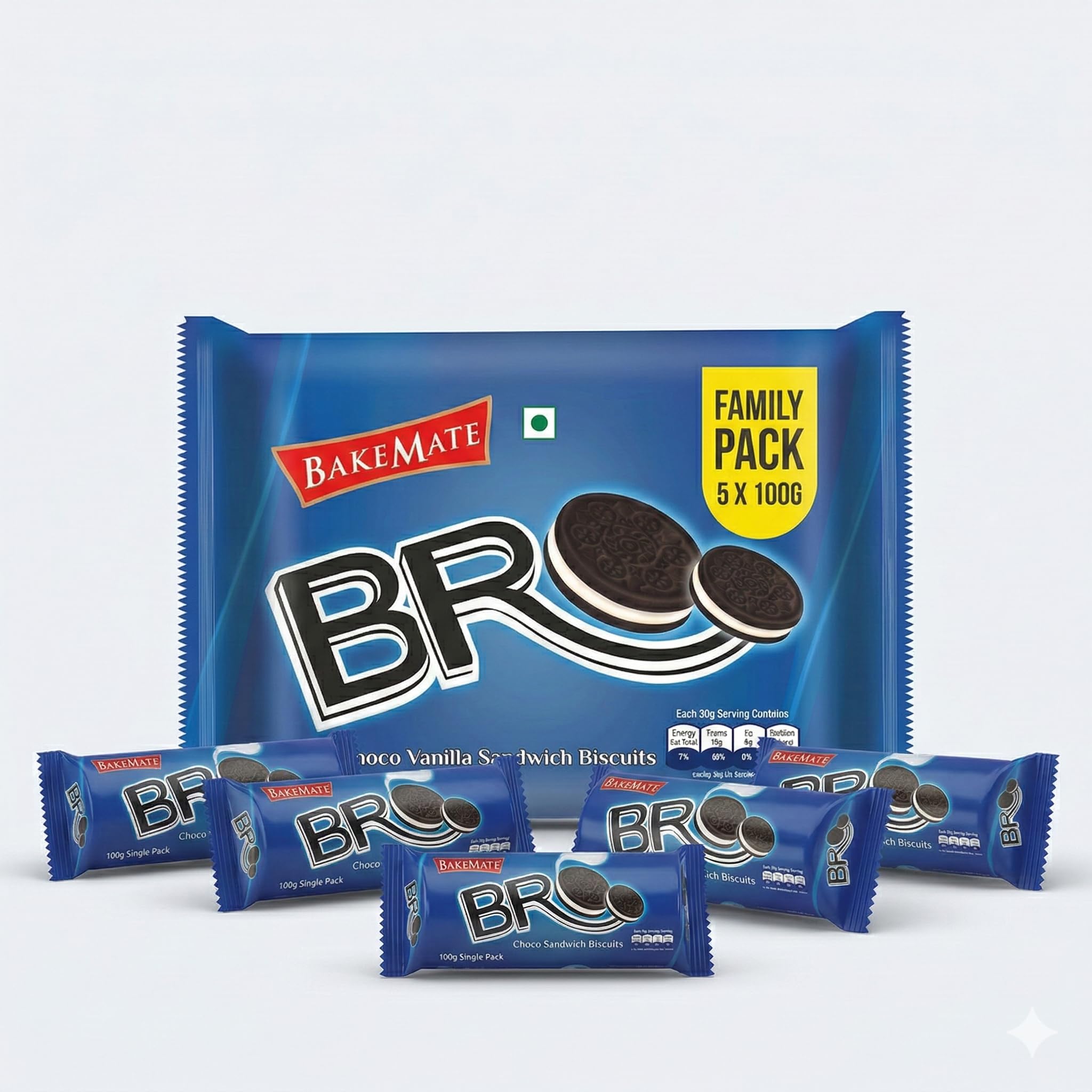 BakeMate BRO Choco Vanilla Sandwich Biscuits Family Pack - Combo
