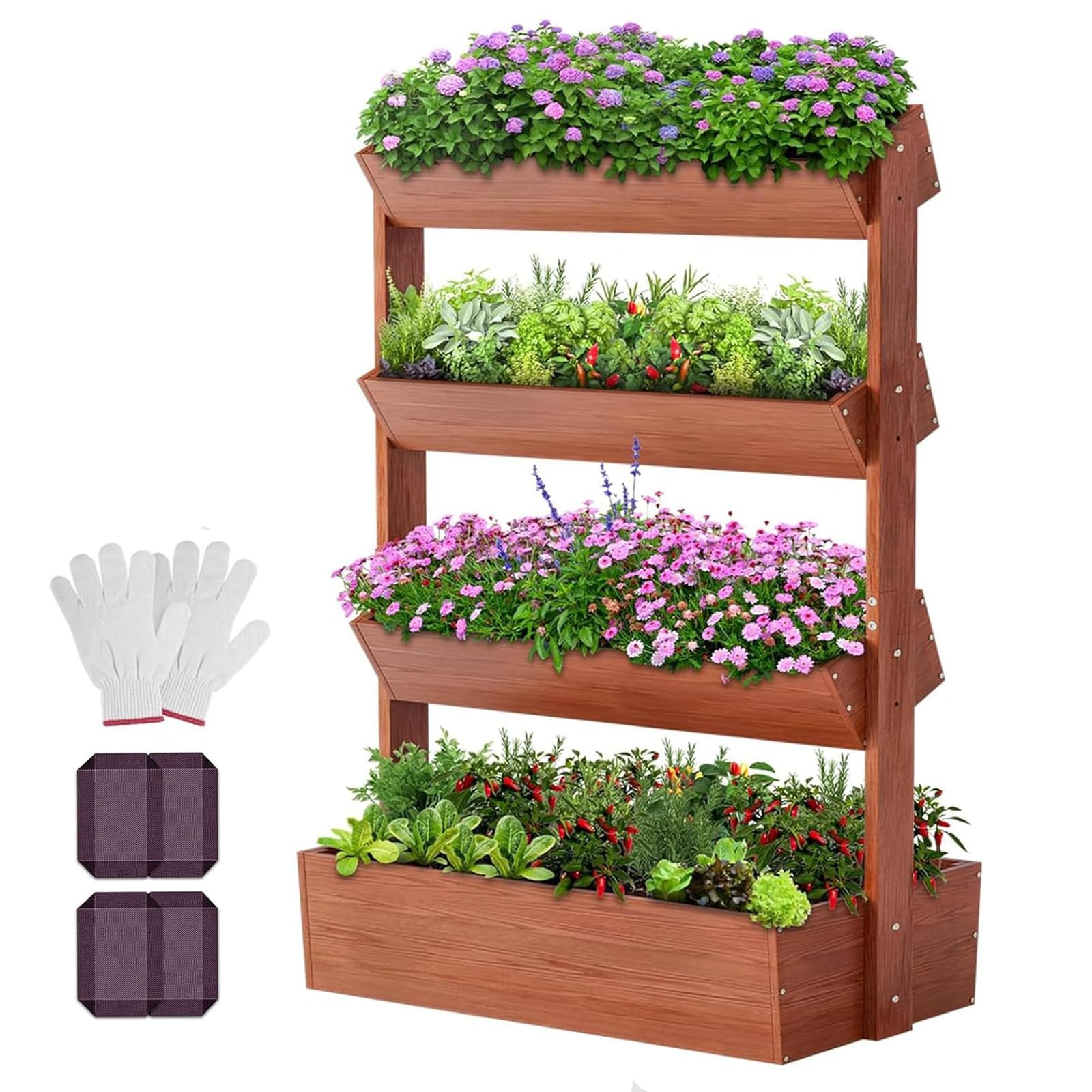 Amazon.com: DoCred Vertical Wooden Raised Garden Bed, 4 Tier