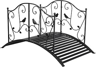 Outdoor Metal Arch Backyard Garden Bridge with Safety Siderails,Easy Assembly