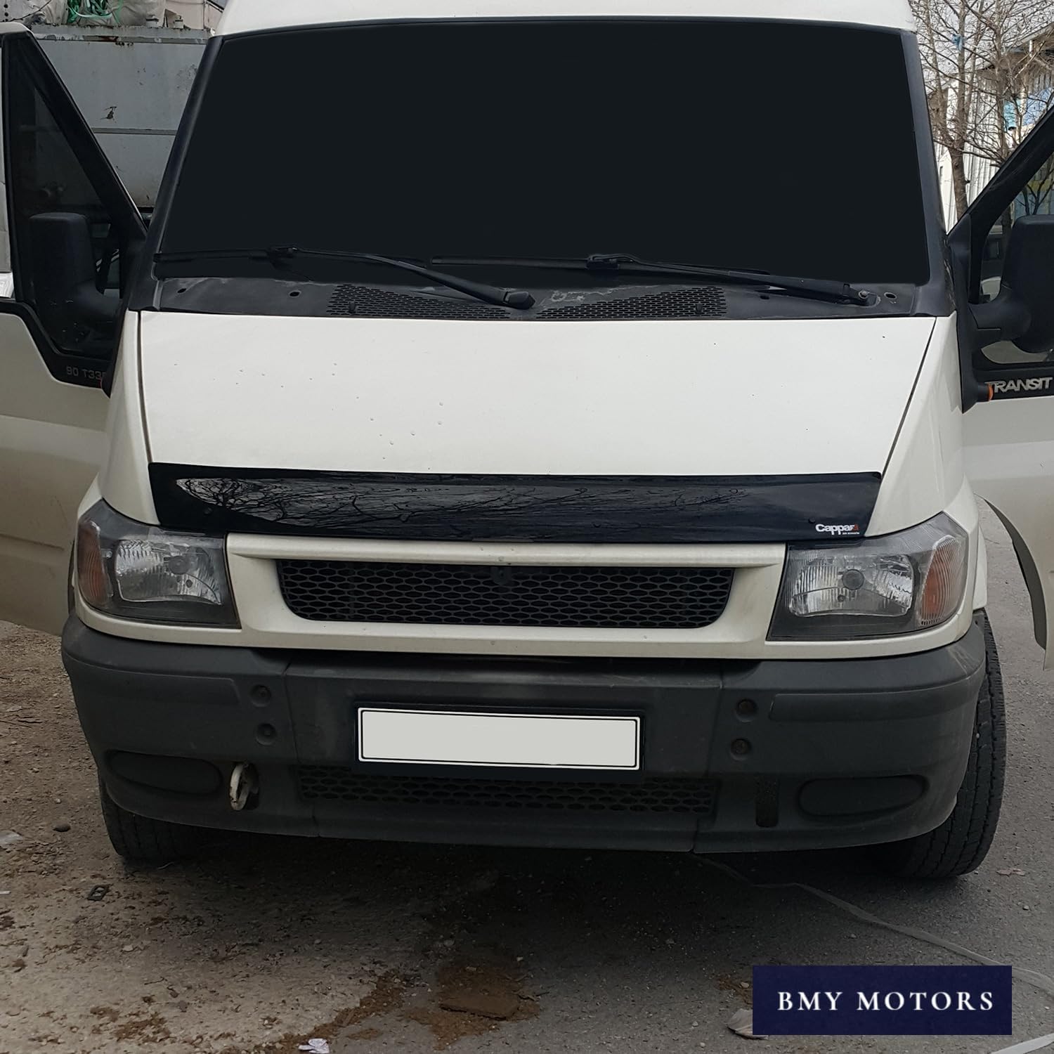 BMY Hood Deflector/Front Bug Shield Compatible for Ford Transit 2002-2006 Hood Guard Bonnet Protector | Particles & Bug | Car Accessories