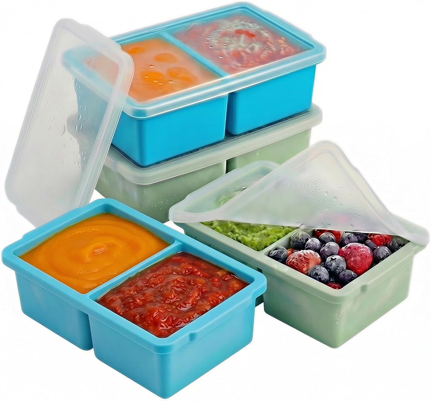 4-Pack Silicone Freezer Tray with Lid, 2 Cup Soup Molds with Steel Frame, Leakproof Meal Prep Containers for Food Storage, Dishwasher & Oven Safe, Airtight Portioning, Food Grade, Professional