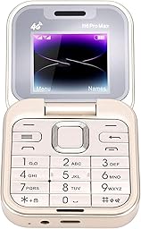 4G LTE Flip Phone, 1.77 Inch Screen Dual SIM Unlocked Senior Phone with MP3 FM High Volume Speaker, for Travel Work Sports Everyday Use (Gold)