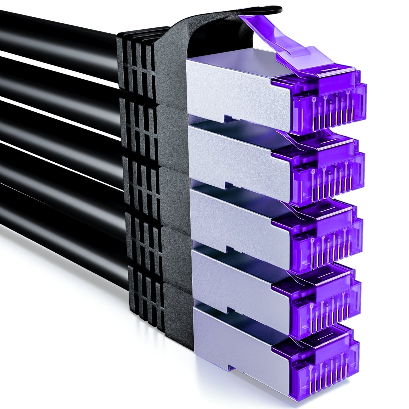 deleyCON 5x 1m CAT7 Netzwerkkabel - 10 Gigabit - RJ45 Patchkabel Ethernet Kabel (Kupfer, SFTP PiMF Schirmung) - LAN DSL Switch Modem Router Patchpanel CAT7 CAT6 CAT5 - Schwarz